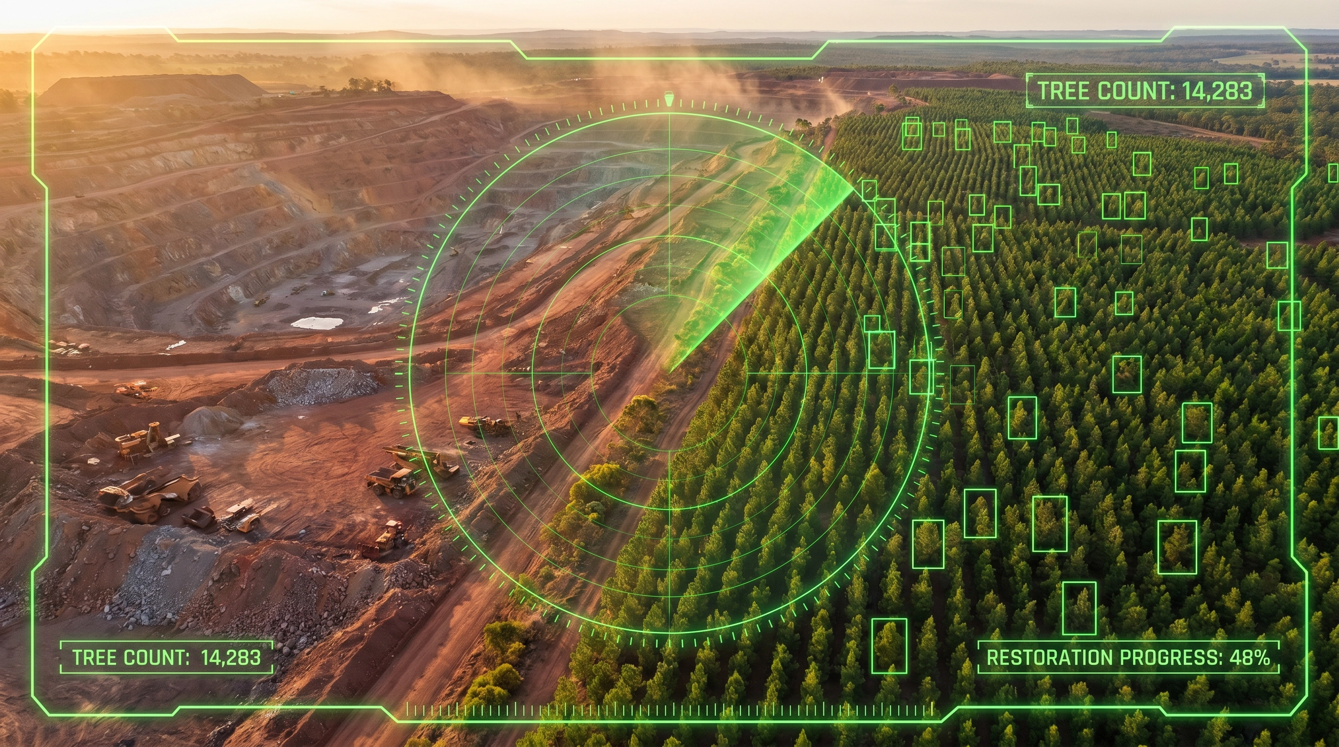 Aerial drone view mining reclamation